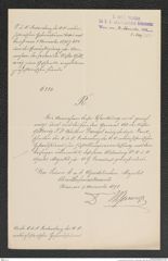 k.k. naturhistorisches Hofmuseum, Intendanzakten 1885-1896 (Hauer), Aktenzahl Z.649/1891, Seite 1